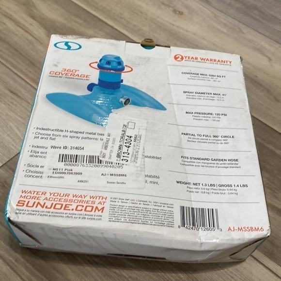 3/$15 𝅺aqua Joe AJ-MSSBM6 6-Pattern Turbo Drive 360 Degree Sprinkler - Picture 8 of 9